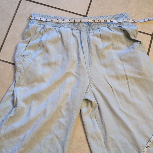 Side Stitch Los Angeles Smocked-Waist Wide-Leg Riviera Wash Light Blue size L - Picture 7 of 12